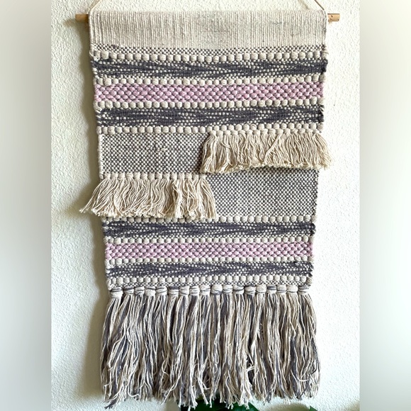 Boho Woven Wall Tapestry Macrame Fringe Wall Hanging 26” - Picture 5 of 8